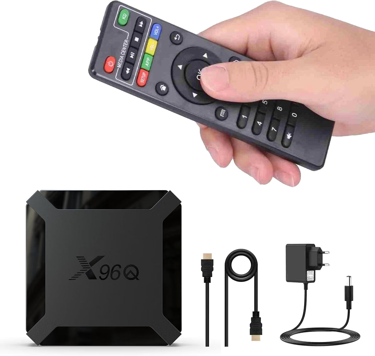 Boîtier TV X96Q 2Go RAM 16Go ROM Android 10.0 Puce Quad-Cœur Allwinner H313 WiFi 2,4G LAN 1000M USB Lecture 4K 60 ips H.265 HEVC Décodeur TV Multimédia