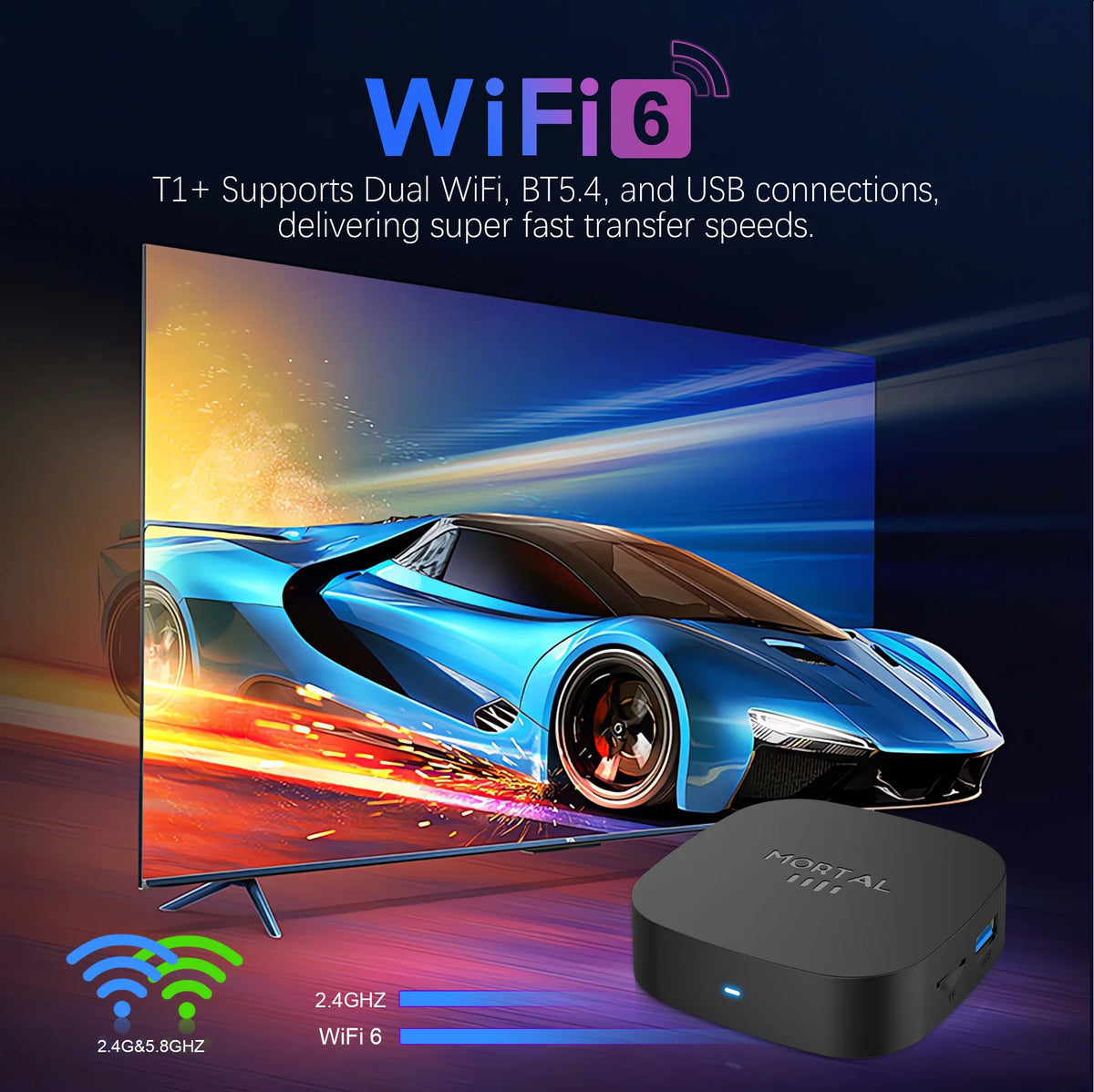 Boîtier TV intelligent 2026 Mortal T1+ Android 16 pour Home Cinéma, compatible RK3518, Bluetooth 5.4, Google Assistant, lecteur de streaming, WiFi 6